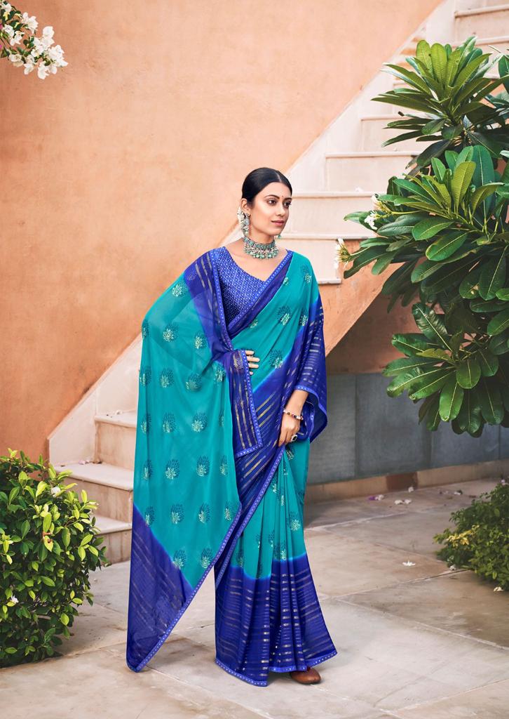 Kashvi Riwaz Regular Wear Printed Wholesale Georgette Sarees Catalog